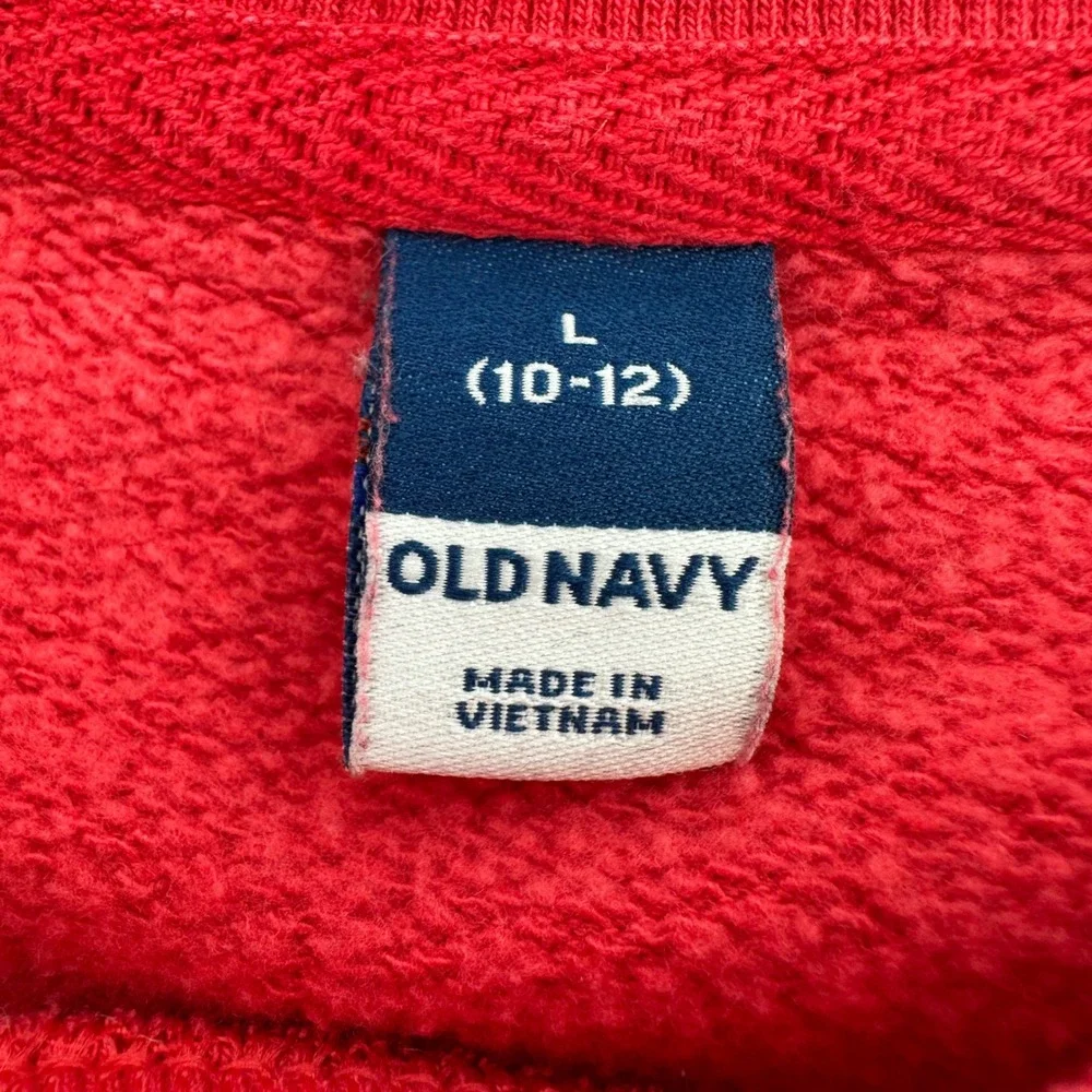 Old Navy Girls Red Cherry On Top Graphic Fleece Sweatshirt Size L 10-12